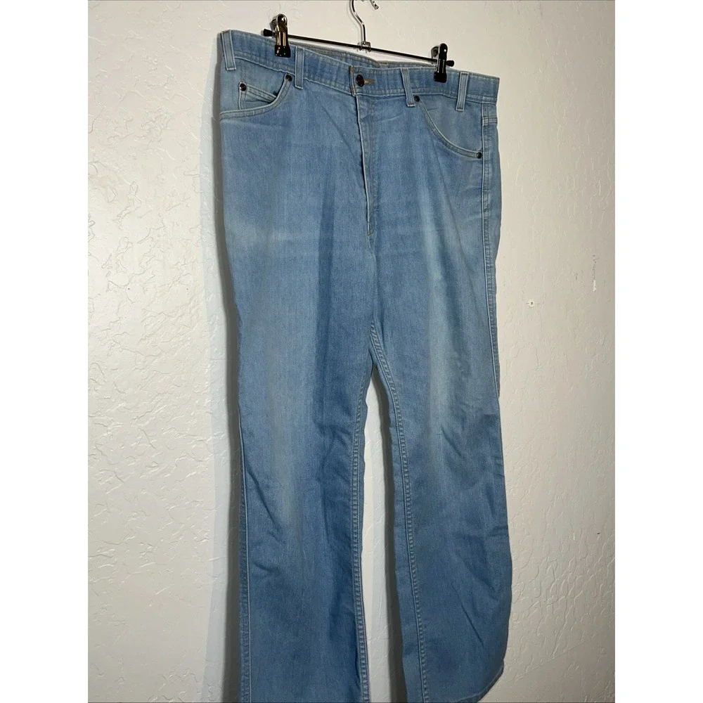 Vintage 80s Mens LEVIS Light Blue Jeans 38x30 Brown Tab Original Riveted ✅ (273)